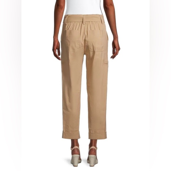VINCE Belted Cropped Linen Blend Pants - Picture 2 of 11